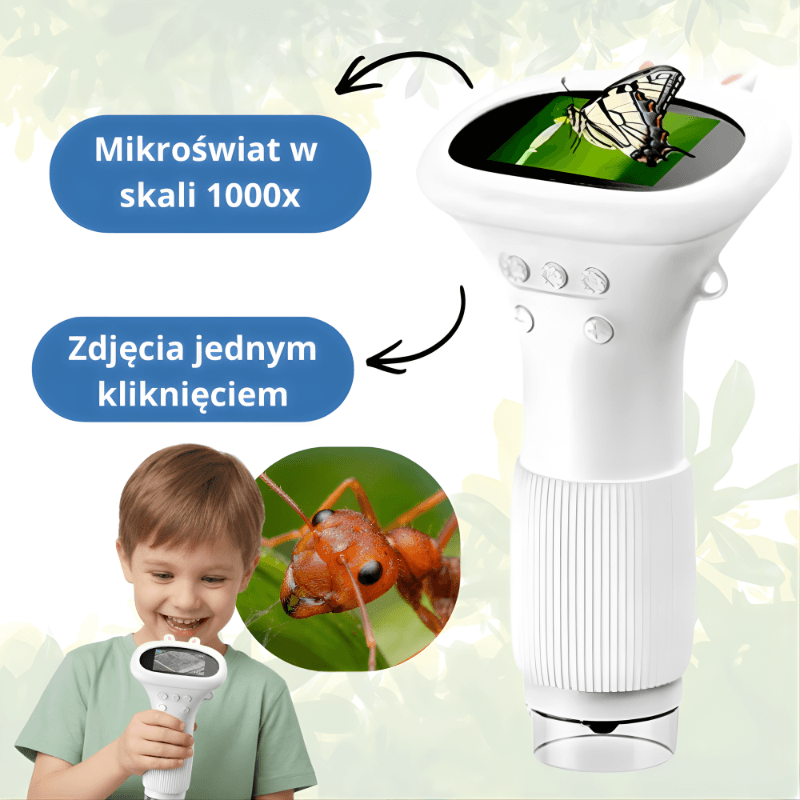 Odkrywek - Mikroskop dla dzieci, zabawka edukacyjna, powiększenie 1000x